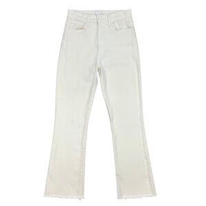 Mother The Hustler Ankle Fray Jeans 27 Fairest Of Them All White High Rise Flare